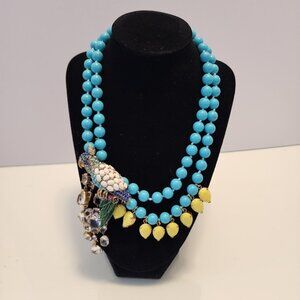 J. Crew Bold Blue Bead Parrot Statement Necklace